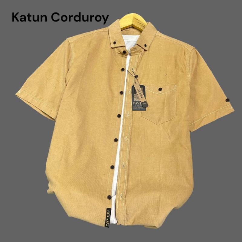 Kemeja Corduroy Lengan Pendek /Kemeja Corduroy Dewasa /Kemeja Corduroy Unisex /Kemeja Pendek Corduro