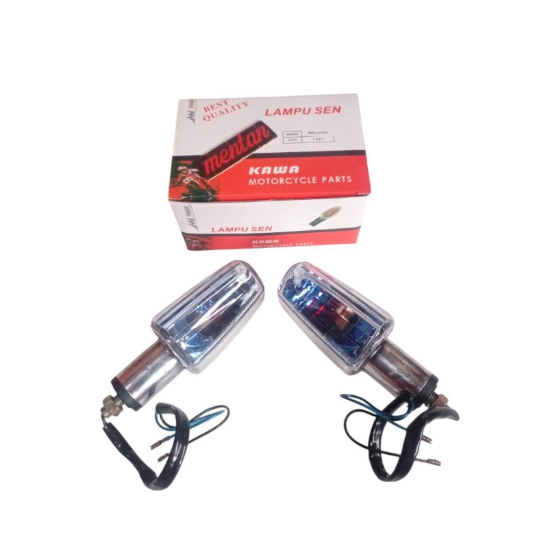 2PCS LAMPU SEN SEIN RITING MEGAPRO LAMA HIU MEGAPRO PRIMUS TIGER BIRU SILVER