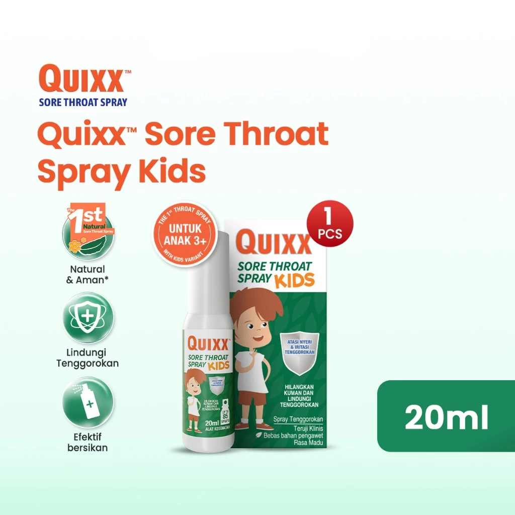 QUIXX SORE THROAT SPRAY KIDS 20 ML - Perawatan Nyeri dan Iritasi Tenggorokan pada Anak