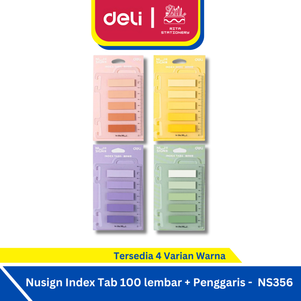 

Deli Nusign Index Tab / Penanda / Pembatas Halaman 100 Lembar Gratis Penggaris NS356