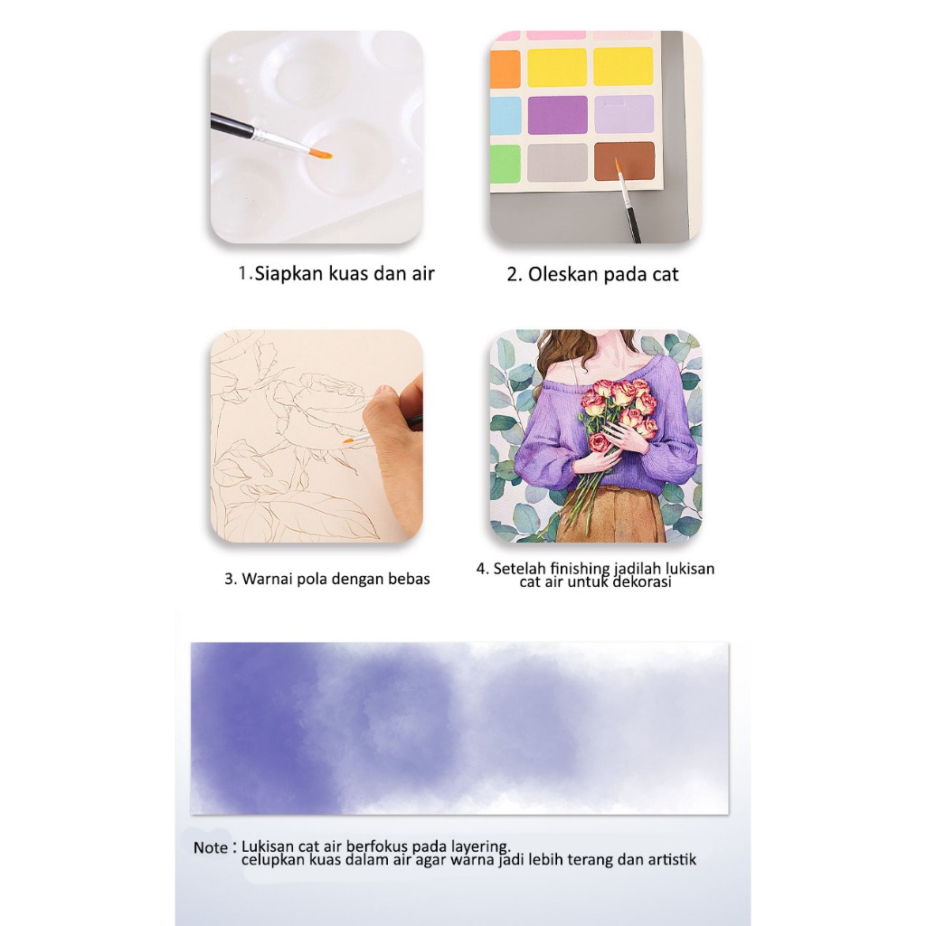 

[Whispers] BUKU MEWARNAI / WATERCOLOUR PAINTING Aesthetic Fancy Elegan Ukuran A4 BW002IM