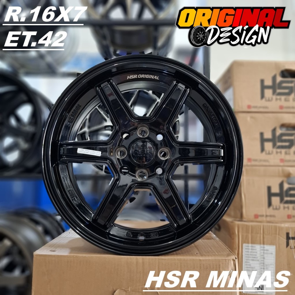 Pelek mobil hsr ring 16 untuk YARIS, JAZZ, AVANZA, warna glosi hitam, HSR MINAS R16
