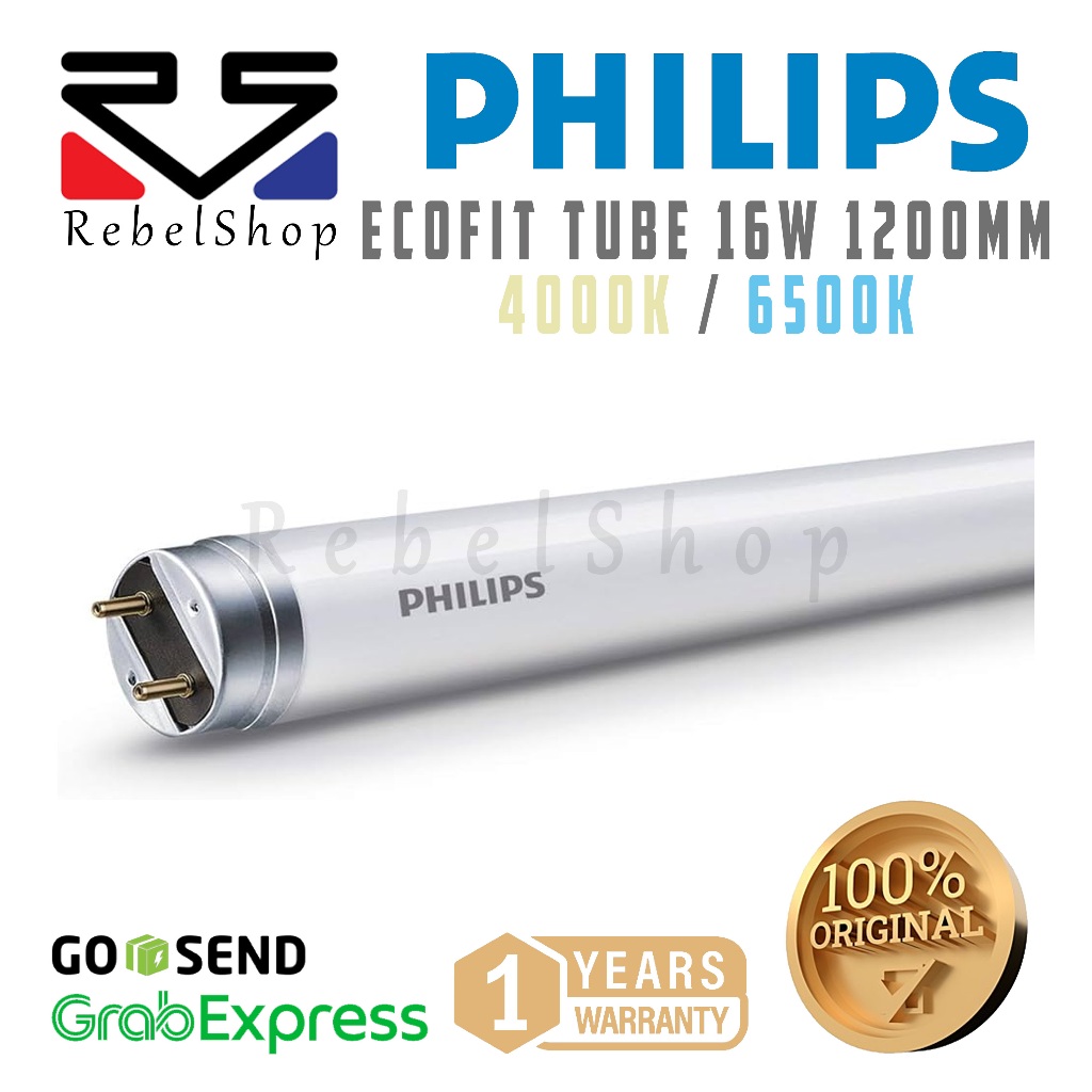Philips Lampu TL LED Tube Ecofit 16 Watt 1200mm T8 Neon Putih / Natural - 16W 16 W 16Watt