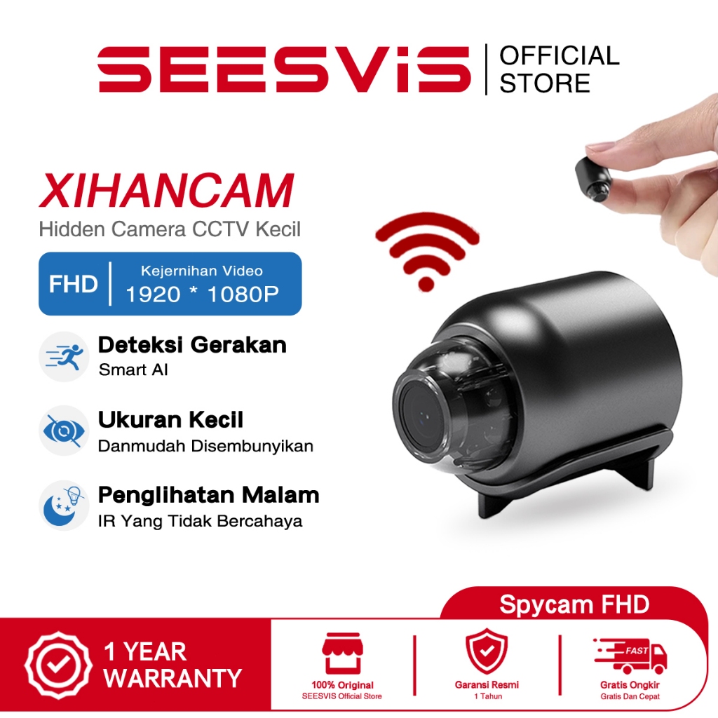 SEESViS XIHANCAM 3MP Spy Kamera Mini Wifi CCTV Mini Tersembunyi Tanpa Kabel Konek HP Spy Cam Hidden 