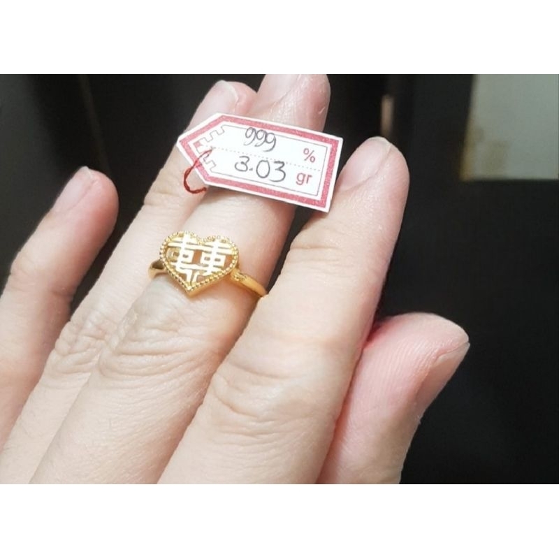 Cincin emas 24k xuang xi hati