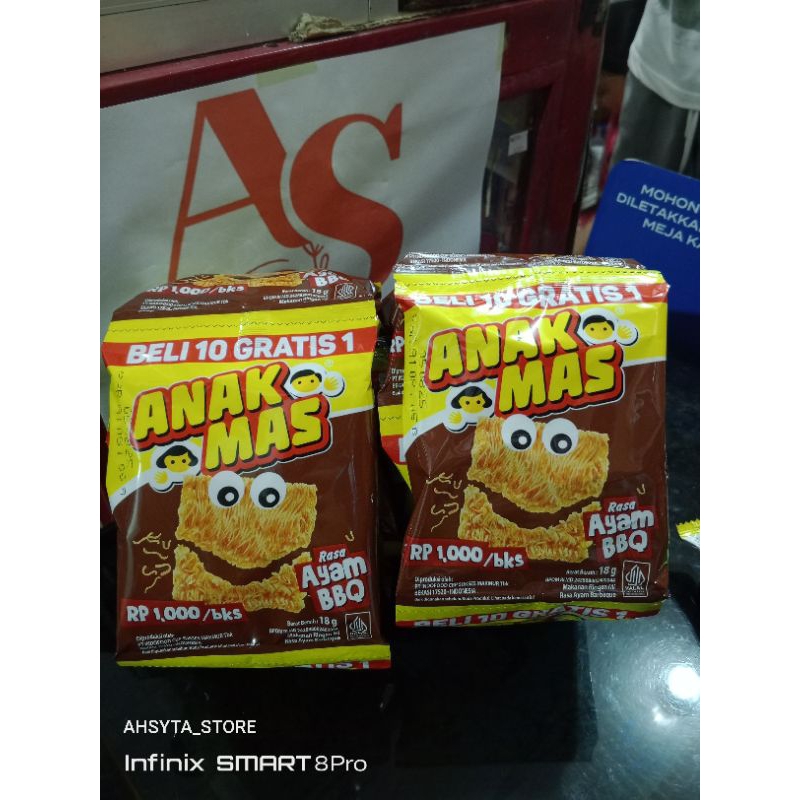 

AHSYTA STORE | ANAK MAS SNACK MAKANAN RINGAN JAJAJAN RASA AYAM GEPREK/AYAM BARBEQUE [ISI 5PCS]