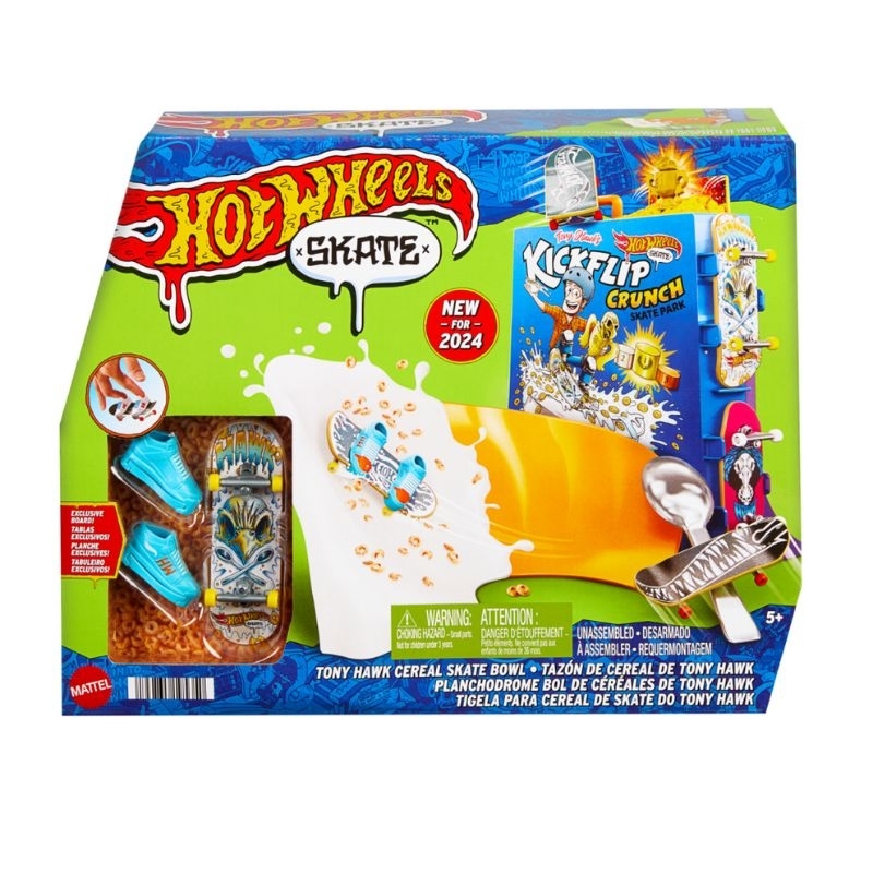 BIG SALE‼️Original Hot Wheels Skate Tony Hawk Cereal Skate Bowl Fingerboard Set With 1 Exclusive Boa