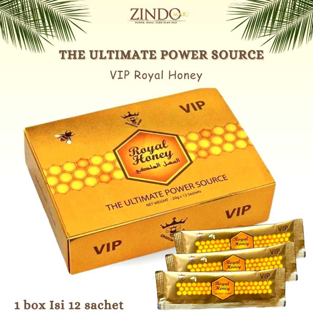 MADU PENUNJANG PERFOMA ROYAL HONEY KINGDOM VIP/THE ULTIMATE POWER SOURCE ORI 1 BOX ISI 12 SACHET