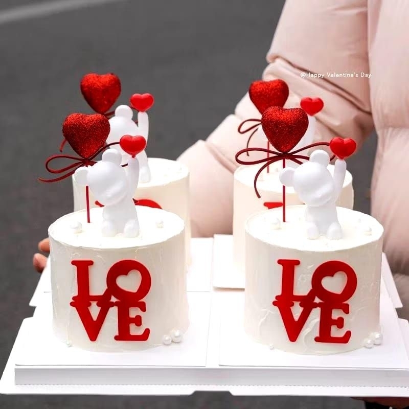 {YM} PAJANGAN KUE ULANG TAHUN BERUANG HEART / TOPPER KUE TEDDY BEAR BERUANG LOVE PAJANGAN BEAR KUE U