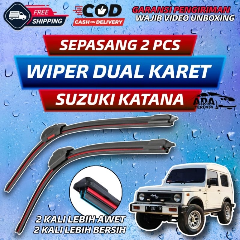 Wiper Dual Karet Suzuki Katana Sepasang 2 Pcs Double Performance Wiper Kaca Mobil Suzuki Katana Wipe