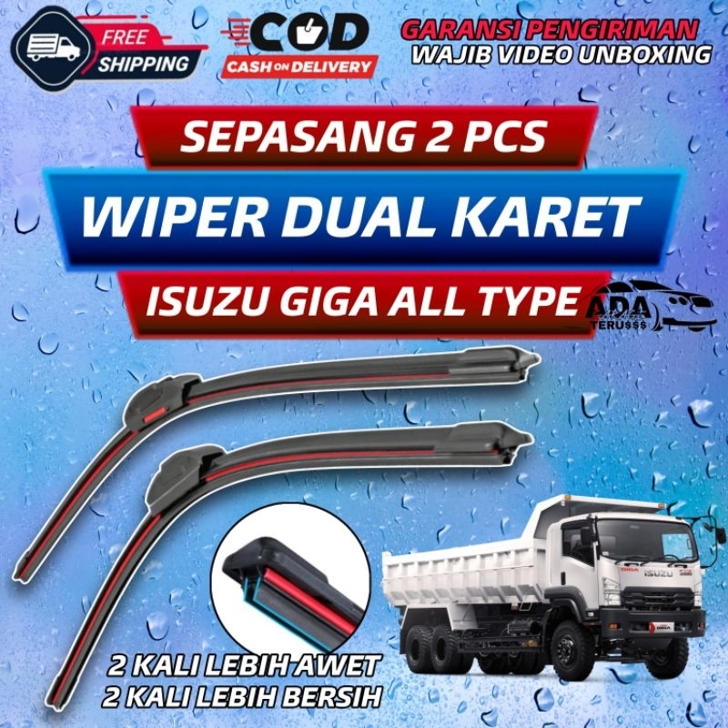 Wiper Dual Karet Isuzu Giga Sepasang 2/3 Pcs Double Performance Wiper Kaca Depan Mobil Truck Isuzu G