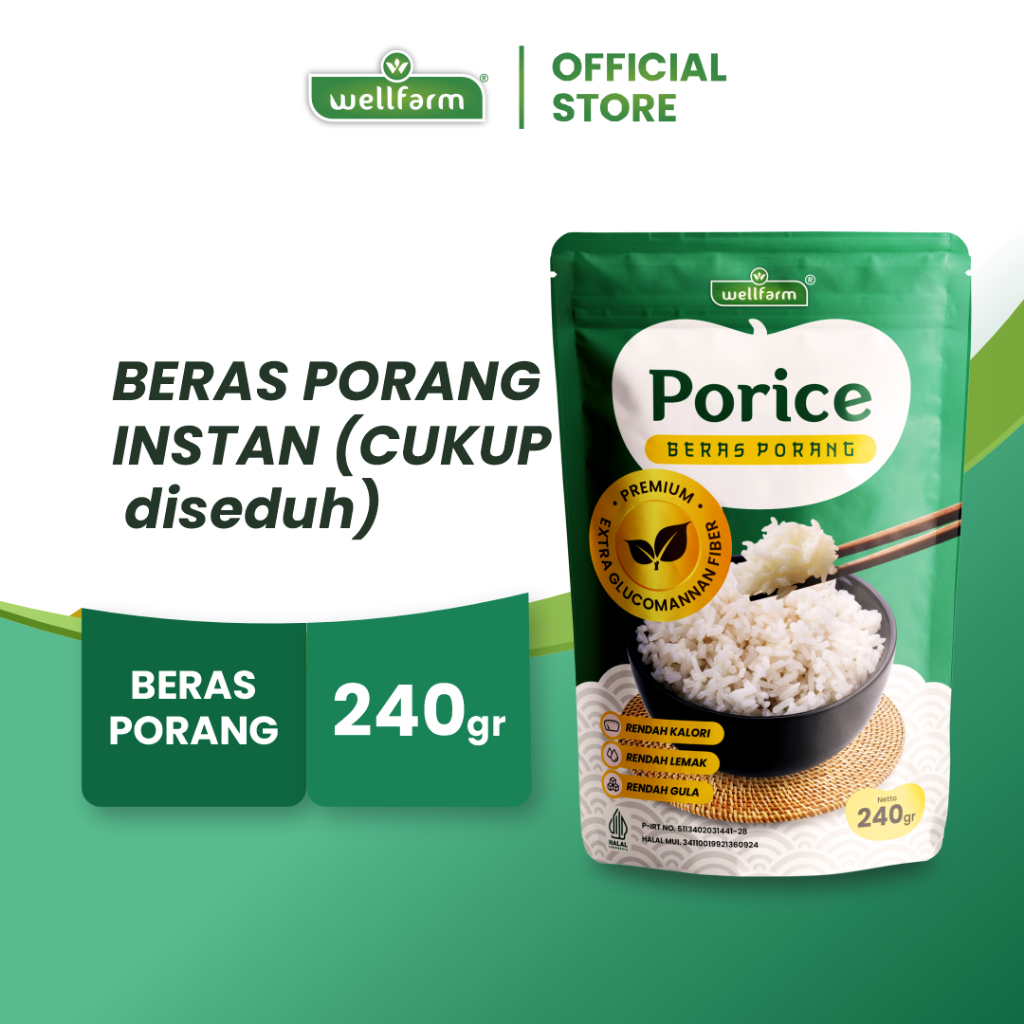 New Beras Porang Porice Gold, Baik Untuk Diet dan Diabetes | WellFarm Shirataki Porang Konjac Rice