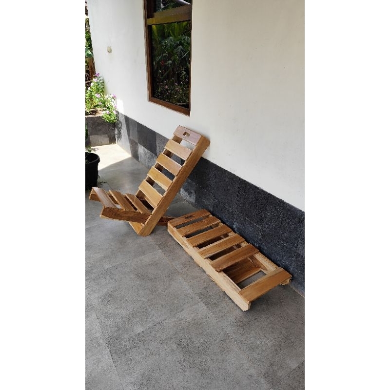 Valka Dhampar Kursi Santai Kursi Pantai Kursi Malas Kursi Palet Portable Jati Asli