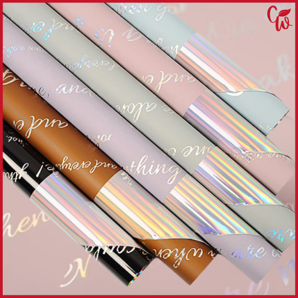 

Kertas Buket Hologram Paper Bi Color Dua Warna Flower Wrapping Cellophane Plastik OPP Rainbow Ecer KB6064