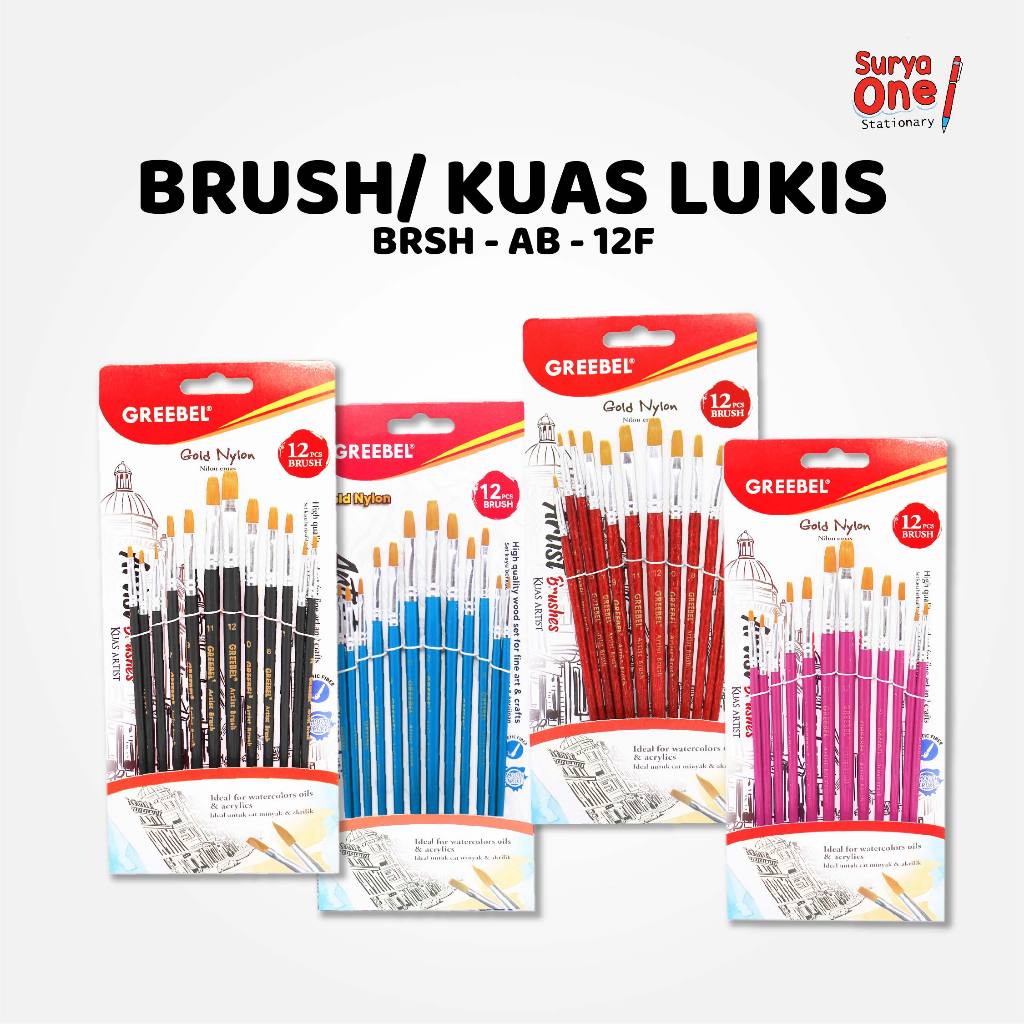 

Brush Paint Set Greebel AB-12F / Kuas Lukis Set Suryaone