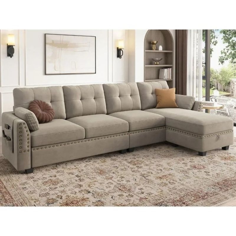 SOFA RUANG TAMU MINIMALIS LEATHER L SUDUT MIDILY / SOFA L MINIMALIS