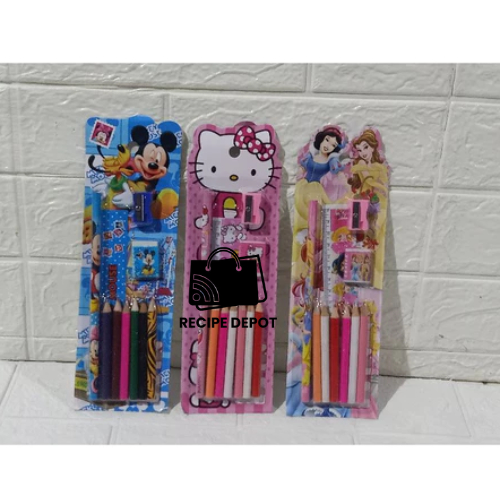

Paket Alat Tulis Pen Pensil Pencil Pewarna 10 Pcs Pulas Gambar Set Rautan Penggaris Karakter Kartun Lucu Hadiah Anak