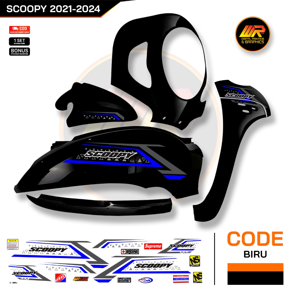 Striping Scoopy Variasi Garis Simple Bahan Bening Transparan Variasi Sticker Scoopy