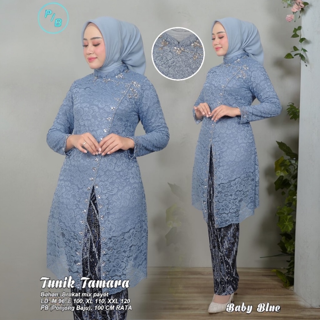 Setelan kebaya tunik tamara - pakaian tradisional wisuda dan pesta - pakaian lamaran, kondangan