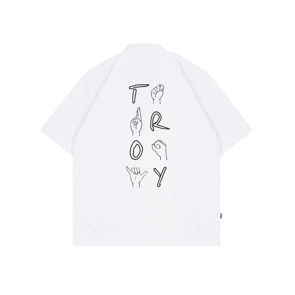 Troy Company Short Shirt White Hand Sign - Kemeja Lengan Pendek Pria Putih KMJ 2945