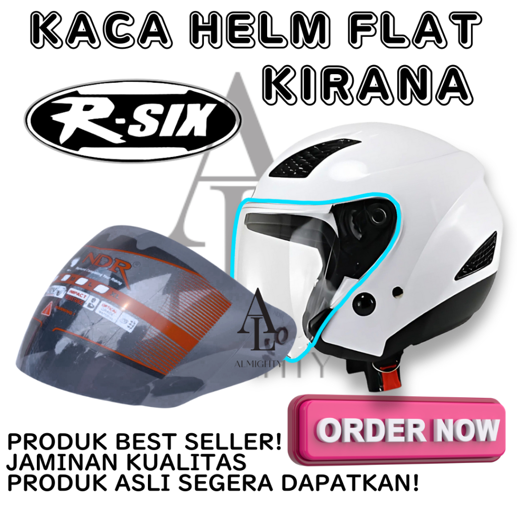 Kaca helm R-SIX KIRANA visor helmet CEMBUNG venom open ganteng NDR