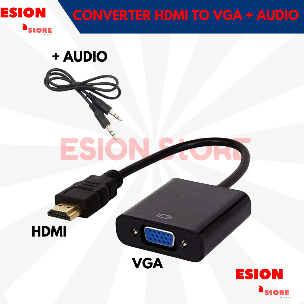 Converter HDMI to VGA With Audio/ Kabel HDMI to VGA + Audio/ Converter HDMI to VGA + Audio, Kabel Hd