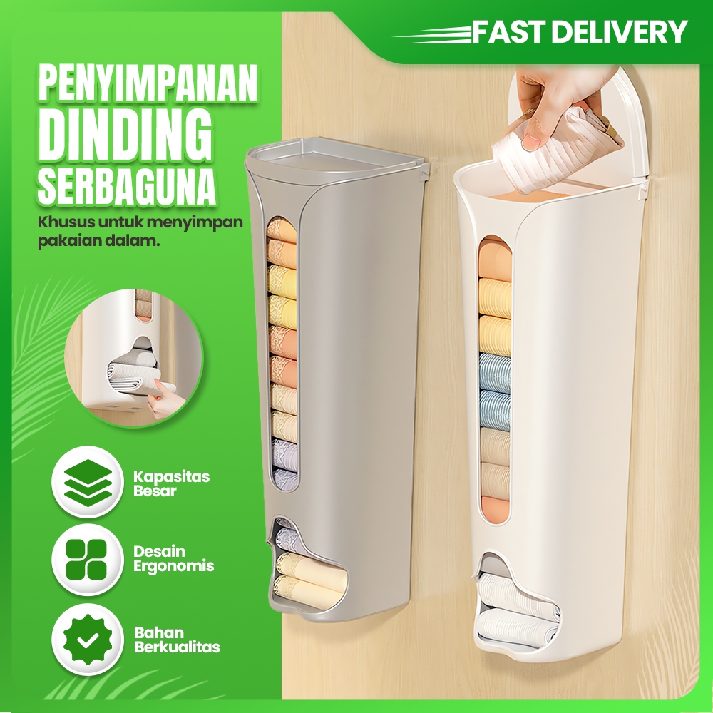 Tempat Penyimpanan Celana Dalam Tempel Dinding Rak Organizer Kaos Kaki Dispenser Kantong Plastik Mul