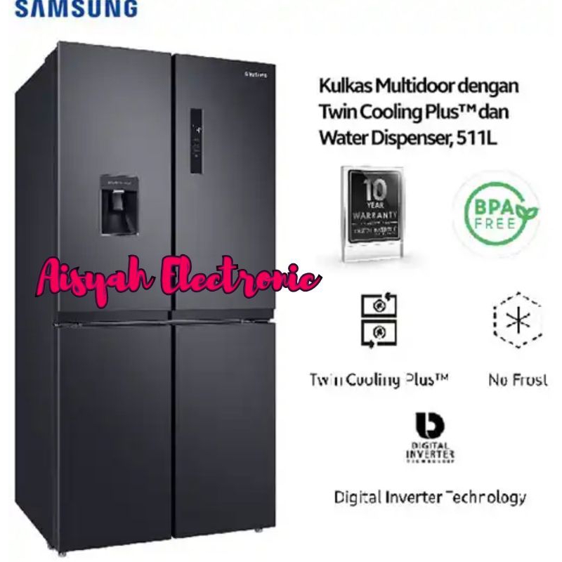 KULKAS SAMSUNG RF48A4010B4 SIDE BY SIDE DISPENSER INVERTER 4 PINTU GARANSI RESMI