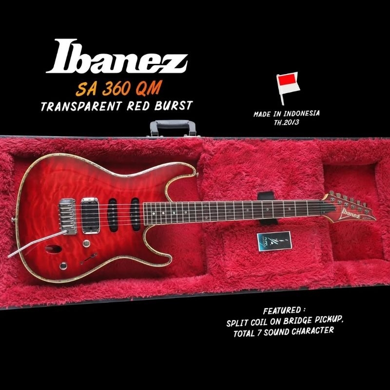 GITAR ELEKTRIK IBANEZ SA360 TRANSPARENT RED BURST MADE IN INDONESIA 100% ORIGINAL