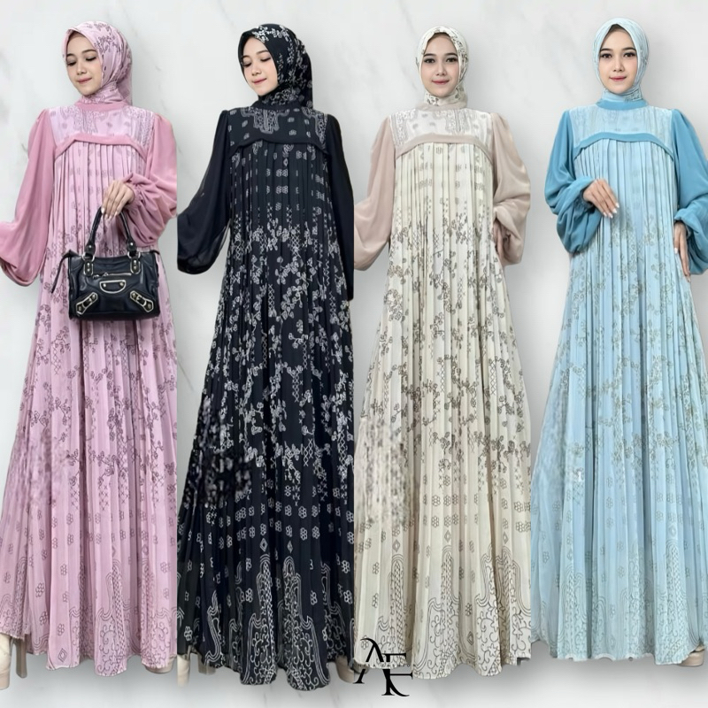 GAMIS MELATIFA FREE HIJAB VIRAL NEW DRESS CERUTY PLISKET - GAMIS CERUTY FULL FURING MOTIF BUNGA NEW 