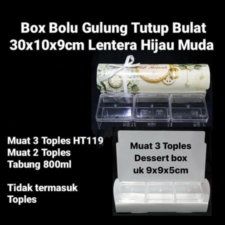 ( 5 pcs ) box lebaran packaging kue laspi legit bolu surabya tutup bulat motif lentera hijau muda du
