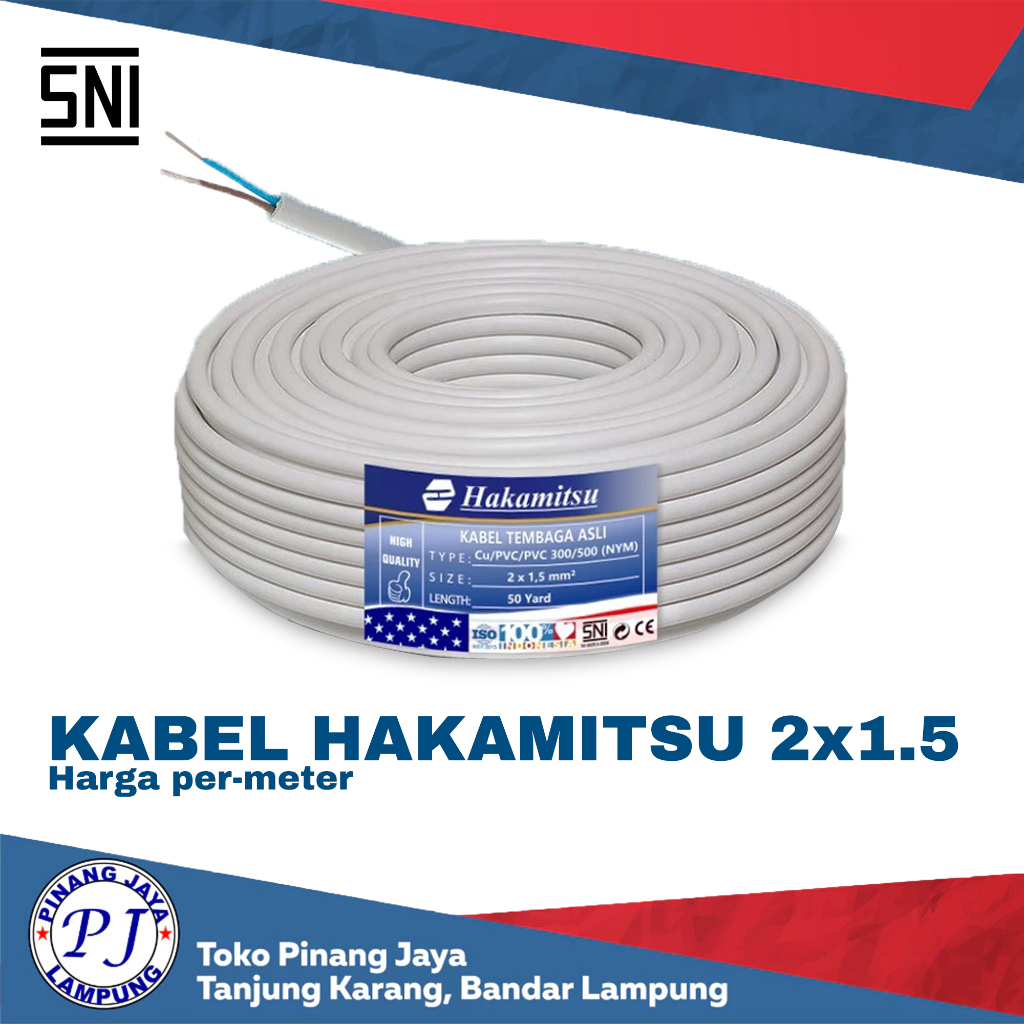 KABEL NYM | KABEL HAKAMITSU 2x1.5 | KABEL LISTRIK TEMBAGA