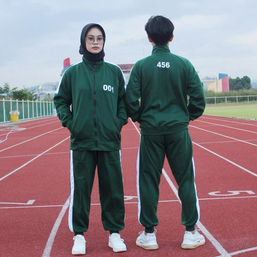 READY STOK Stelan Olahraga Squid Game Oneset Olahraga Squid Game Kostum Olahraga Squid Game