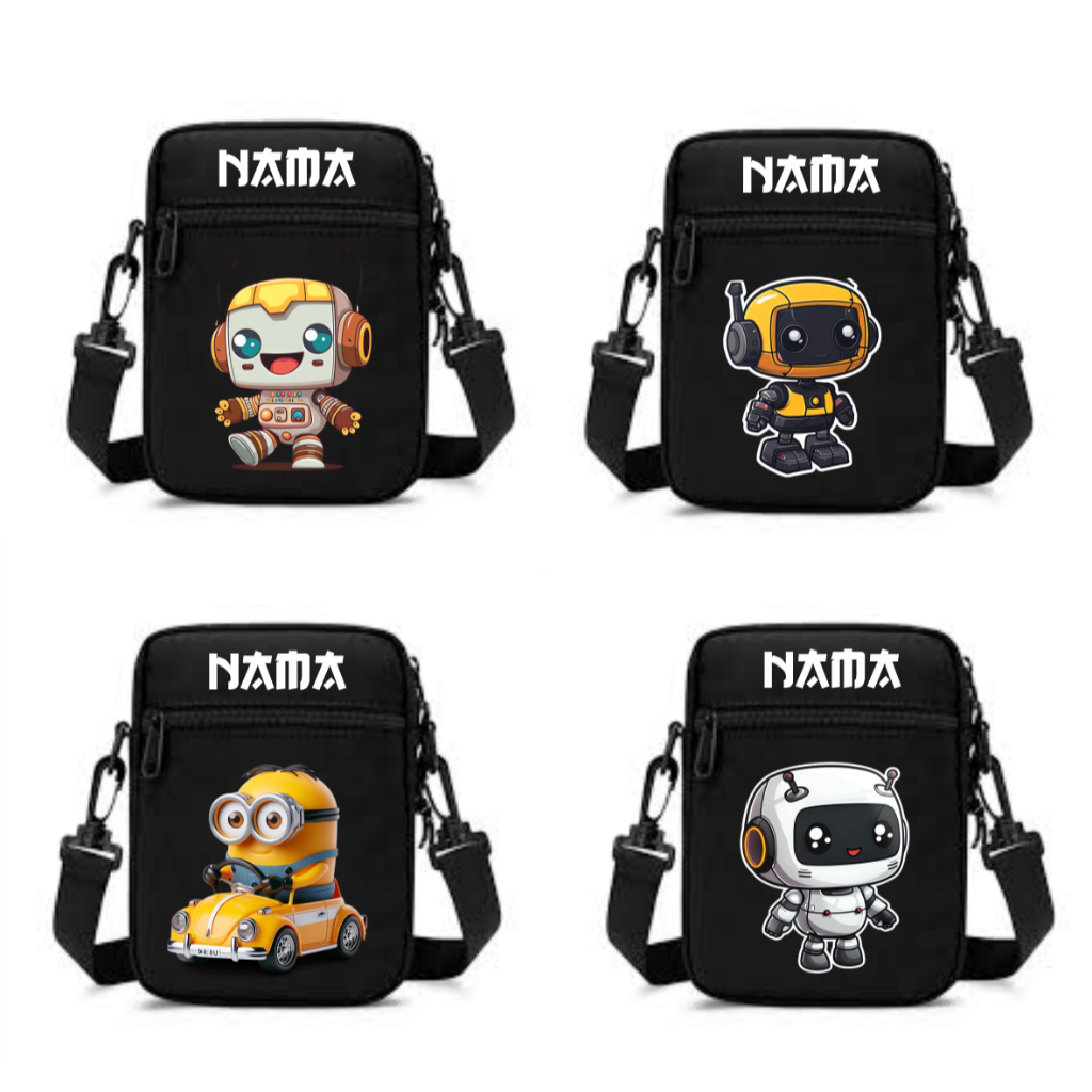 tas selempang robot tas minion sling bag tas selempang anak