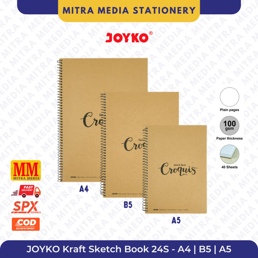 

JOYKO Kraft Sketch Book / Buku Gambar Sketsa 24 Lembar Ukuran A4 | B5 | A5