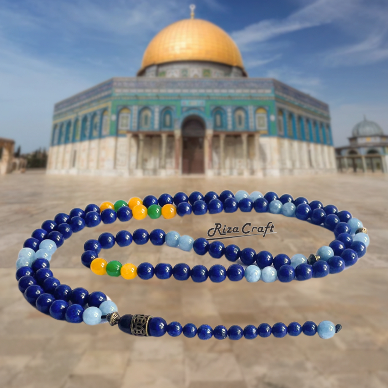 AL AQSA 99 - Tasbih Batu Alam Akik Blue Lazuli Giok ASLI 99 Butir Cantik Keren Aesthetic Keren Mewah