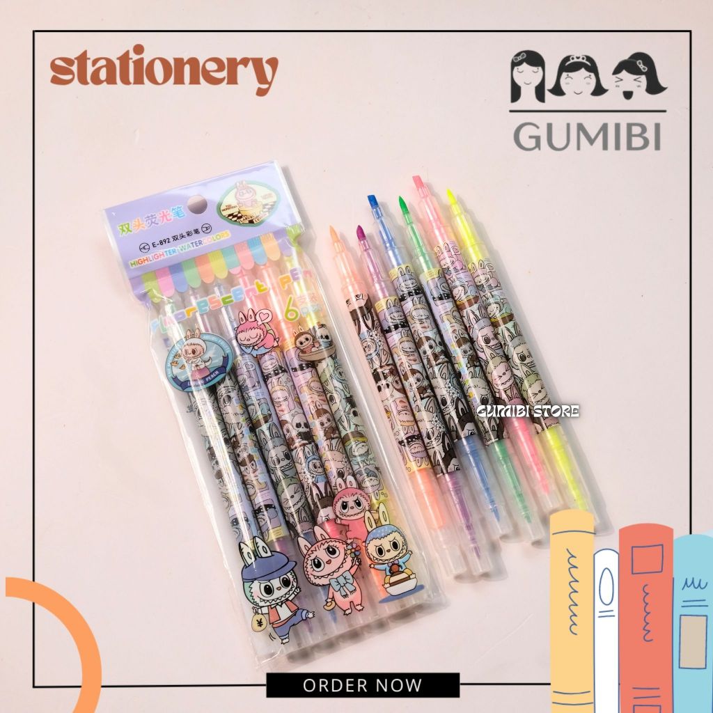 

HIGHLIGHTER DUA SISI LABUBU STABILO LABUBU STABILO DUA SISI 2 SISI LABUBU 1 SET 6 PCS TERMURAH