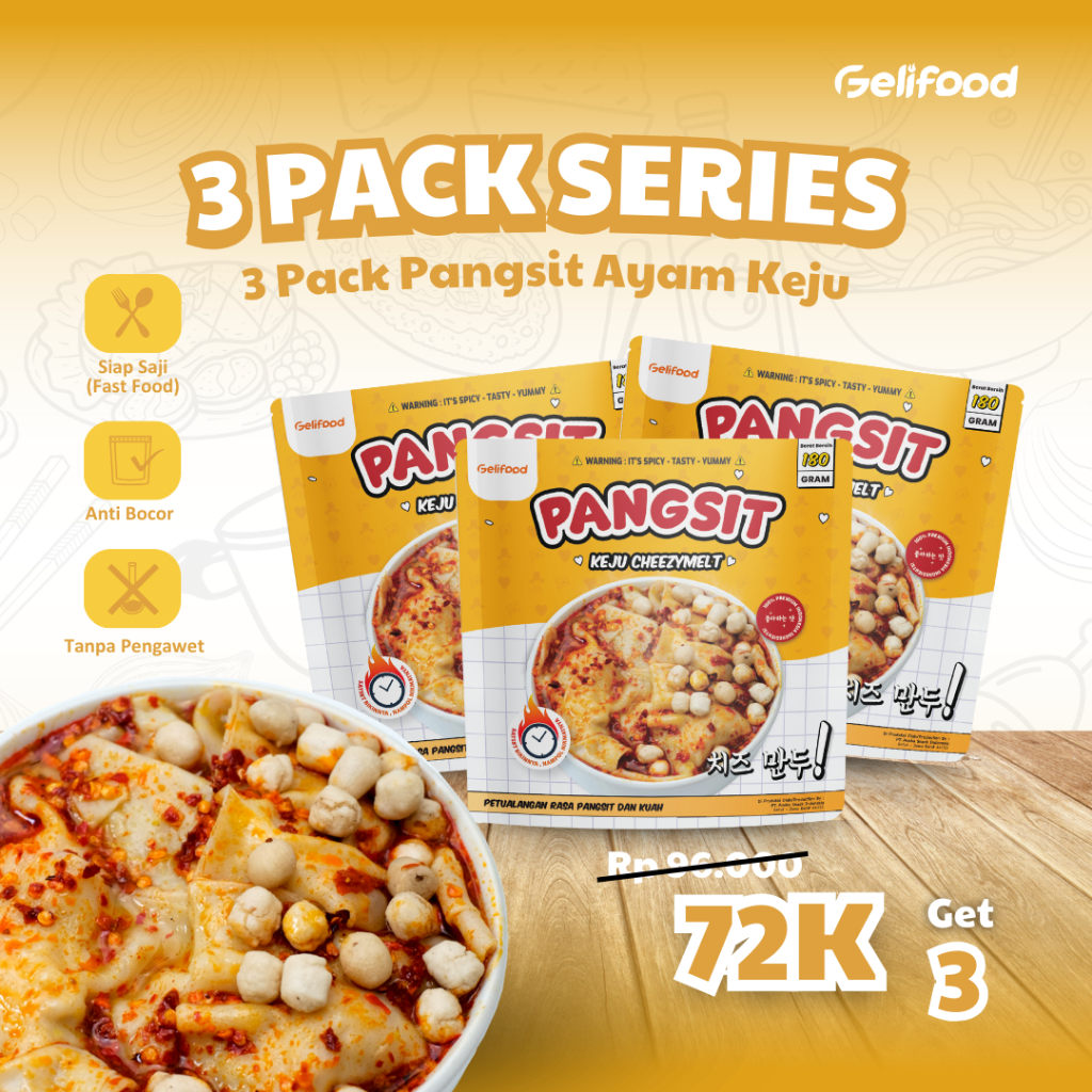 

Gelifood - Paket Hemat 3pcs Pangsit Ayam Keju Kuah Goreng Crispy Camilan Pedas Combo 180gr / Kemasan