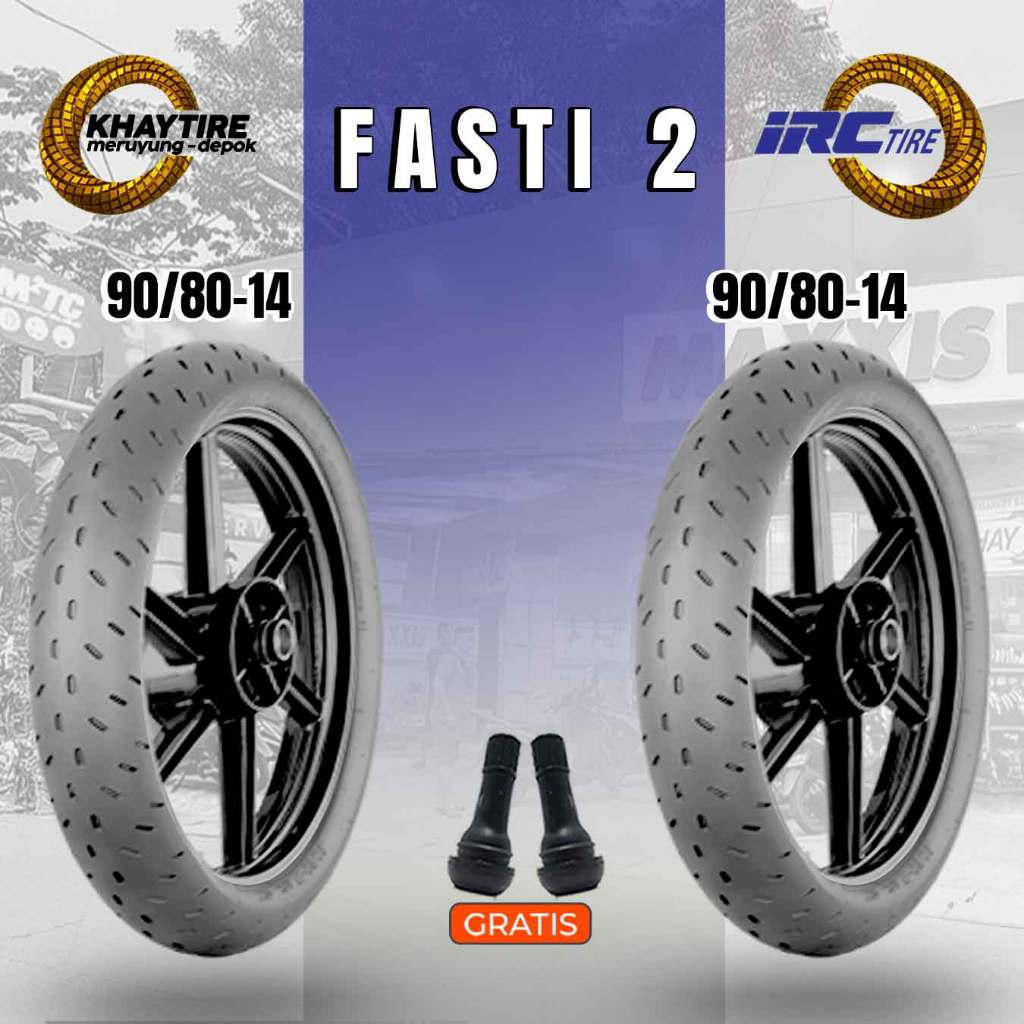 Paket Ban Soft Compound Motor Matic IRC FASTI 2 90/80-14 + 90/80-14 Tubeless