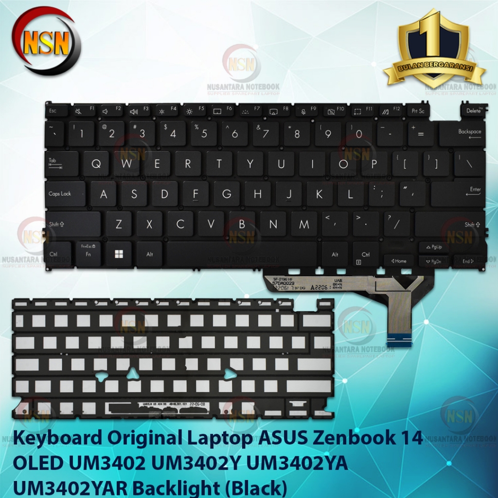 Keyboard Laptop Original ASUS Zenbook 14 OLED UM3402 UM3402Y UM3402YA UM3402YAR Backlight (Black)