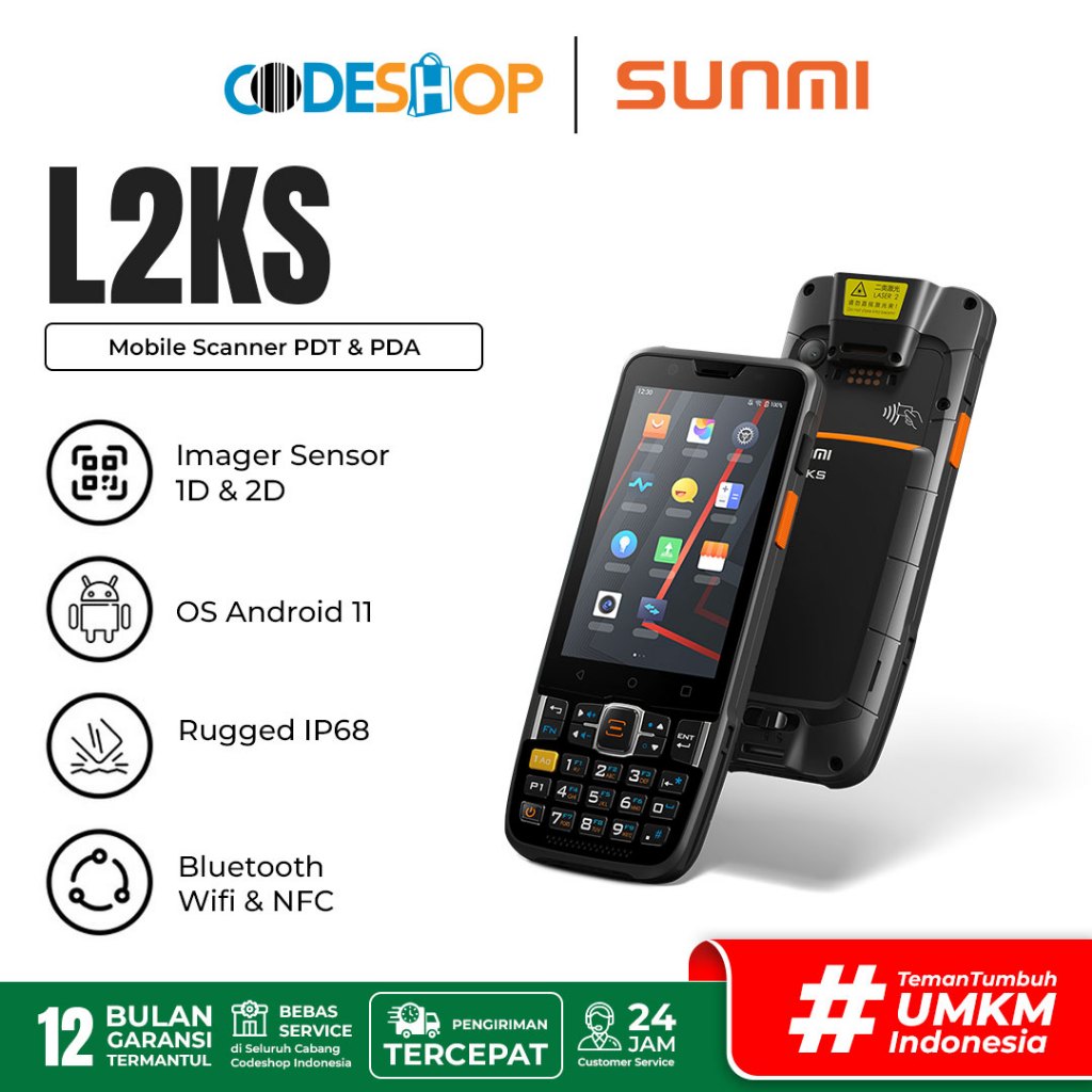 Sunmi L2KS Scanner Barcode PDT PDA Scan 1D 2D QR Rugged Smart Mobile Terminal