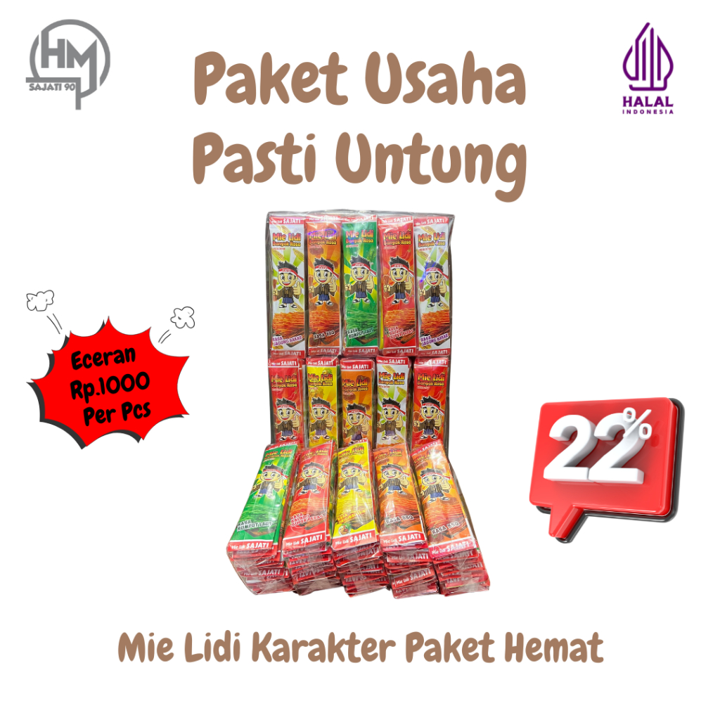 

Paket Usaha Mie Lidi Karakter Sajati Kemasan 10 Ball