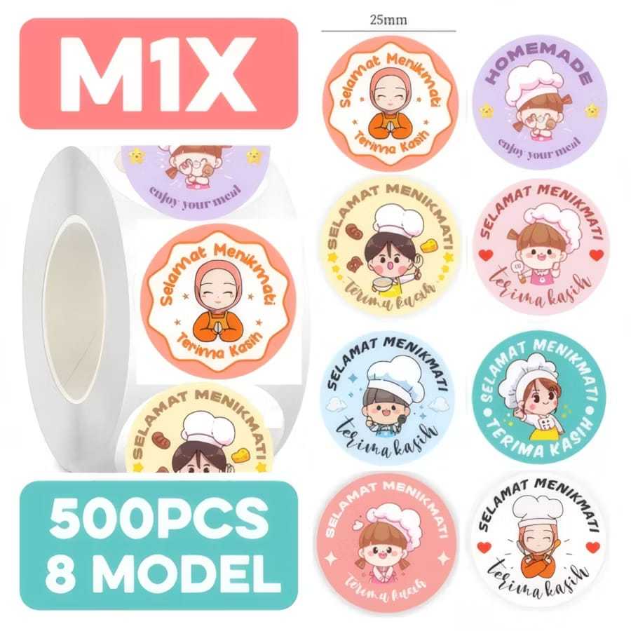 

500PCS STIKER GULUNG Selamat Menikmati Thank You 1 roll 500 pcs