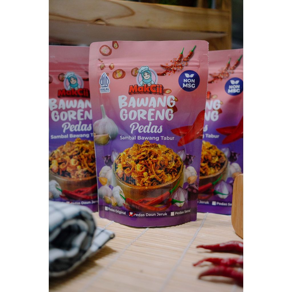 

PAKET HEMAT (75gr) Bawang Goreng Pedas By Makcii Food No Msg