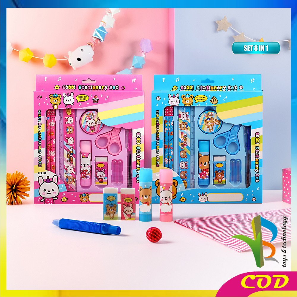 

RB-A26 Alat Tulis Set 8in1 Karakter Stationery Kids / Paket Alat Tulis Anak TK / Set School Supplies for Child Writing Gift Eraser Ruler