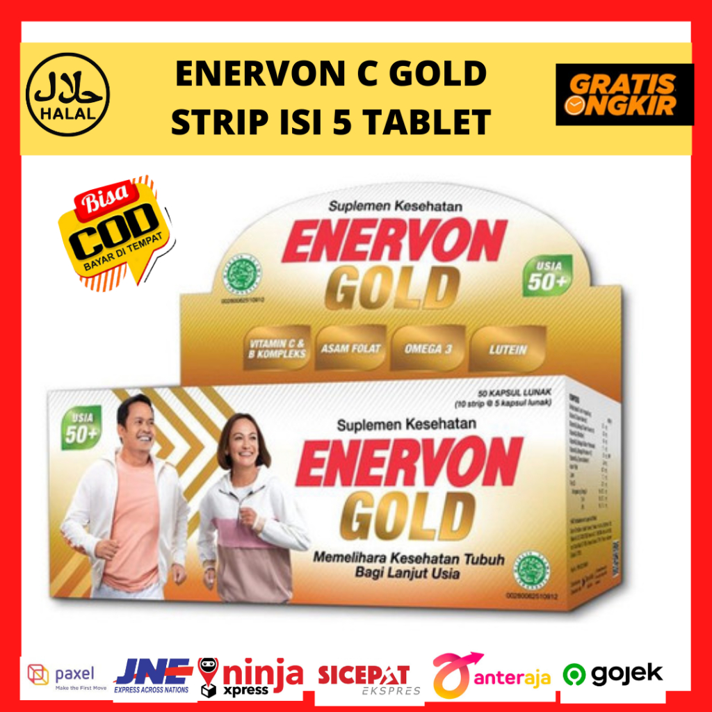 Enervon C Gold Vitamin Lansia per Strip isi 5 Kapsul Untuk Usia diatas 50 Tahun Vitamin B Omega 3 DH