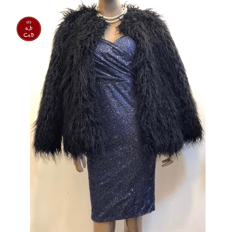 Tube Dress Blink Galaxy Blue Navy Party Pesta Kemben Dress Biru Outer Bulu2 Tebal Winter Hitam