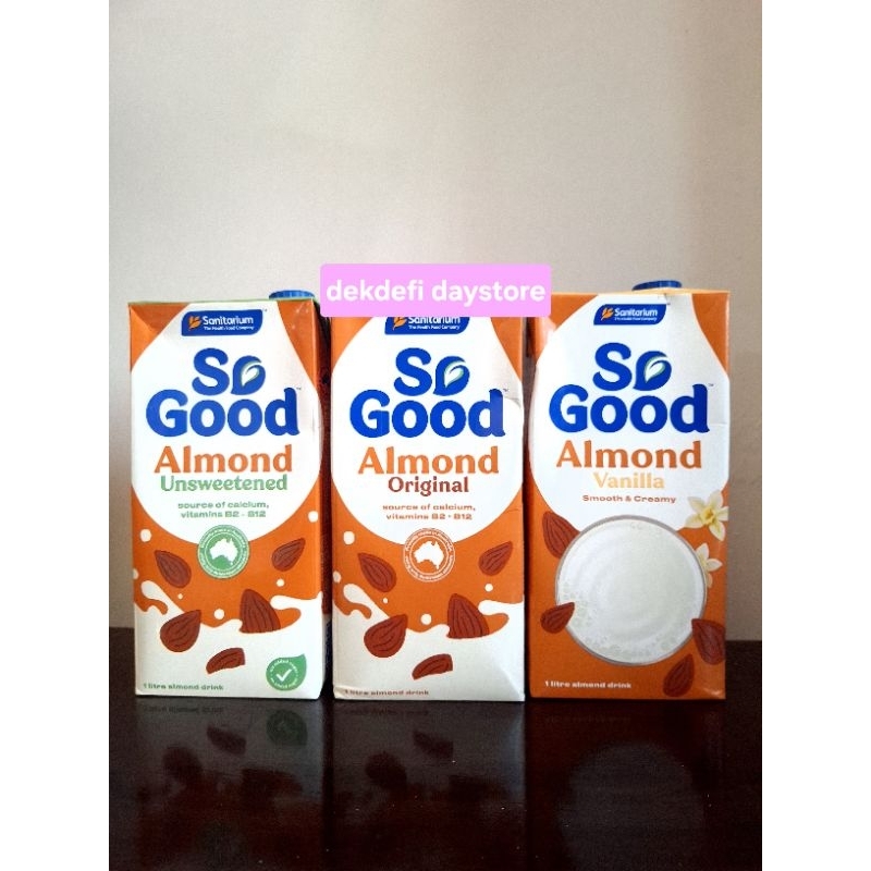 

so good almond milk susu almond sanitarium original unsweetened vanilla 1 liter