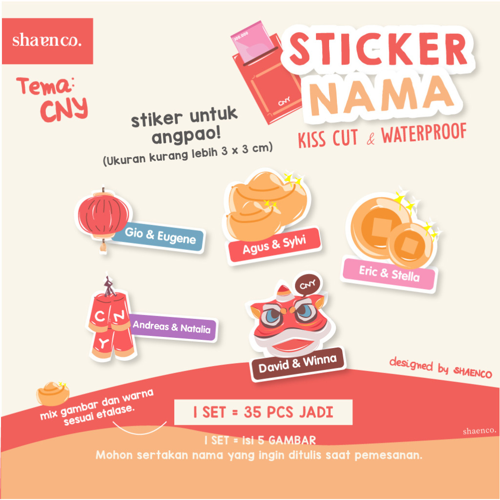 

STIKER NAMA ANGPAO IMLEK CNY CHINESE NEW YEAR LUNAR ANGPAU