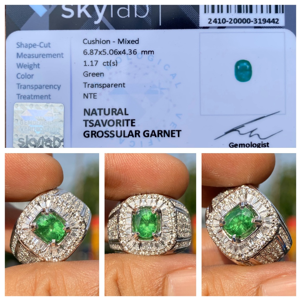 Natural 1.17ct tsavorite green garnet ring micro mewah